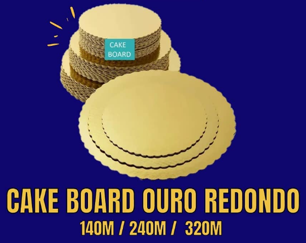 Cake Board Ouro Redondo