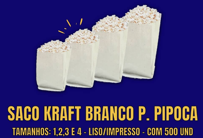 Saco Kraft Branco p/ Pipoca
